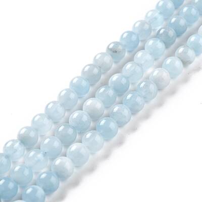 Grade A Natural Aquamarine Round Bead Strands