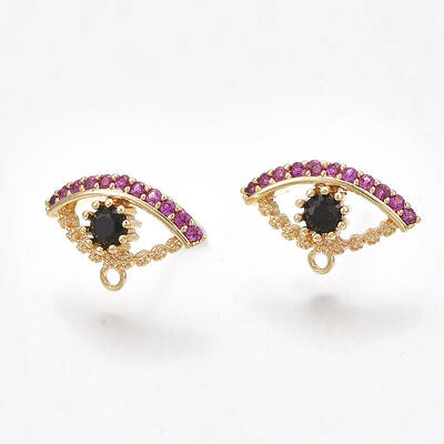 Brass Cubic Zirconia Stud Earring Findings
