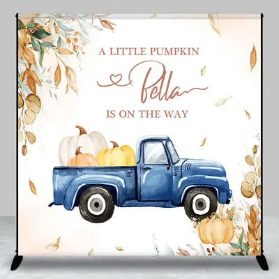Aperturee Autumn Little Pumpkin Custom Baby Shower Backdrop - Aperturee