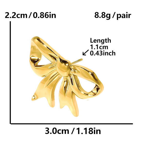 304 Stainless Steel Bowknot Stud Earrings for Women