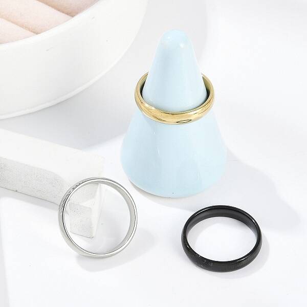 3Pcs 3 Colors 304 Stainless Steel Finger Ring