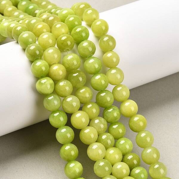 Natural Dyed Yellow Jade Gemstone Bead Strands