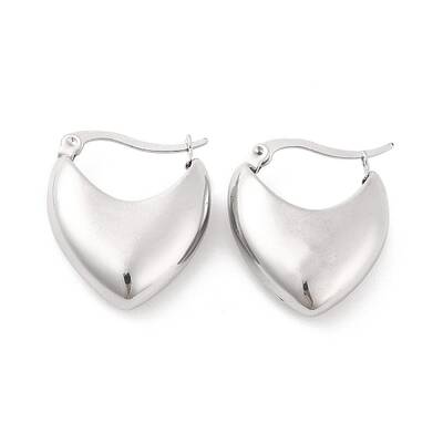 Non-Tarnish 304 Stainless Steel Chunky Heart Hoop Earrings for Women