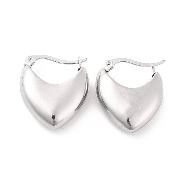 Non-Tarnish 304 Stainless Steel Chunky Heart Hoop Earrings for Women