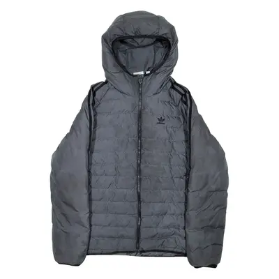 ADIDAS Mens Puffer Jacket Grey Hooded S