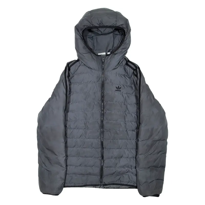 ADIDAS Mens Puffer Jacket Grey Hooded S