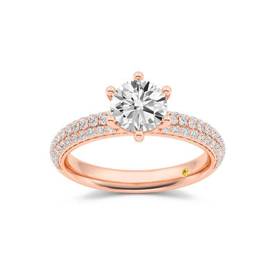 Delos Triple Row Pavé Set Round Lab Grown Diamond Engagement Ring | 18K Rose Gold 4 1/4 CT. TW.