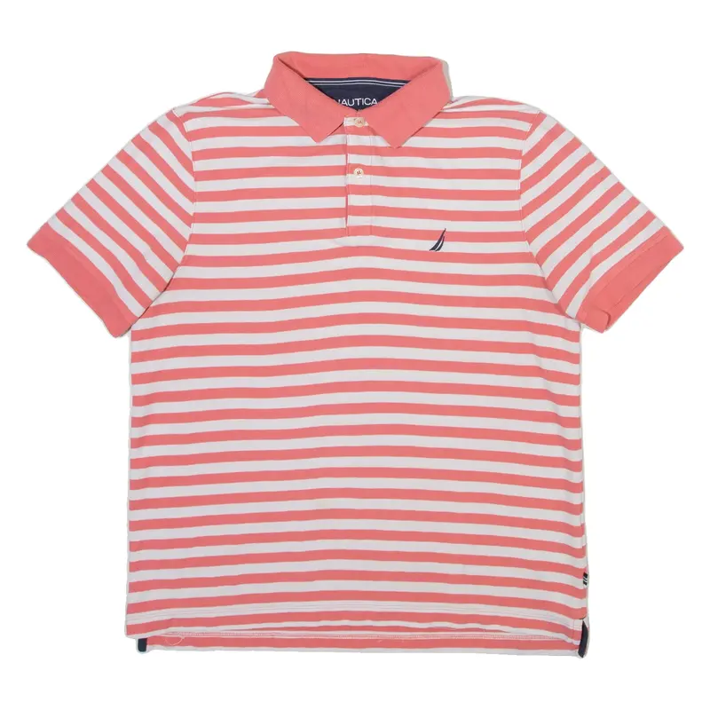 NAUTICA Mens Polo Shirt Pink Striped M