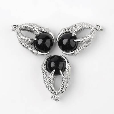 Eagle Claw Alloy Natural Dyed & Heated Black Agate Pendants