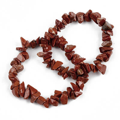 Unisex Chip Natural Red Jasper Beaded Stretch Bracelets