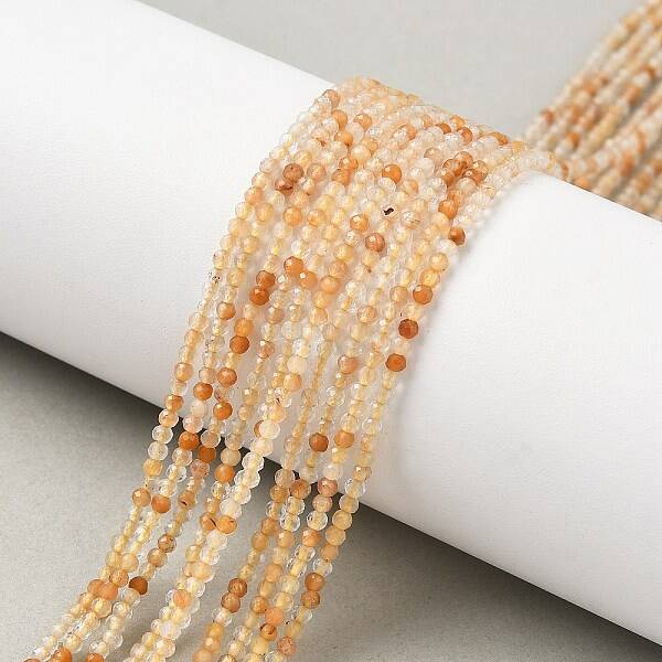 Natural Yellow Rabbit Fur Rutilated Quartz Beads Strands