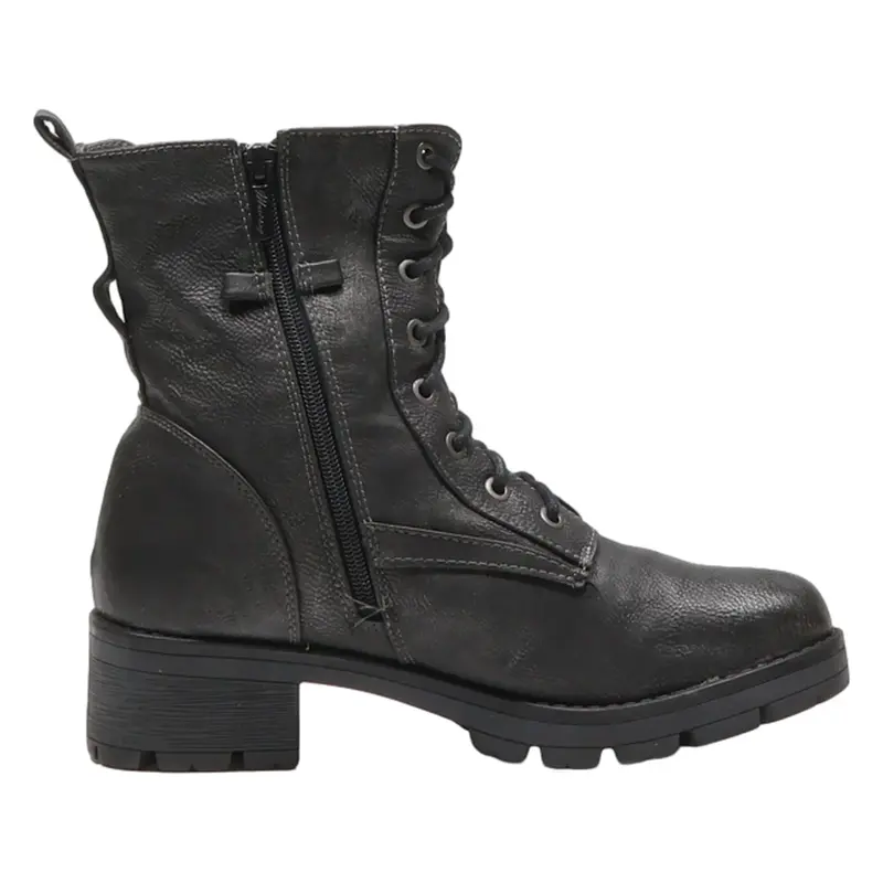 MUSTANG Lace-Up Boots Black Leather Womens UK 7