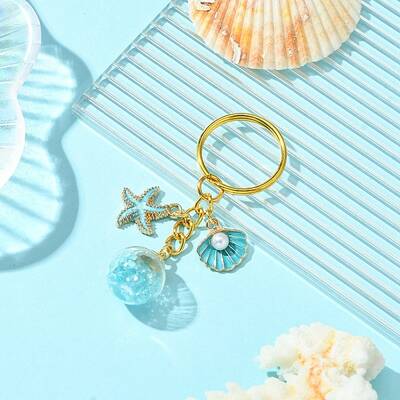 Alloy Enamel & Glass Bottle With Glass Rhinestone Keychain