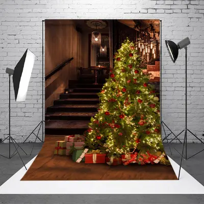 Glitter Gorgeous Christmas Tree Gifts Photo Backdrop - Aperturee