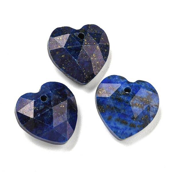 Dyed Natural Lapis Lazuli Faceted Heart Charms