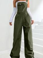 Women's Solid Color Adjustable Strap Overalls with Pocket Design, Basic Casual Jumpsuit for Outdoor Streetwear, Sailors Dunga...