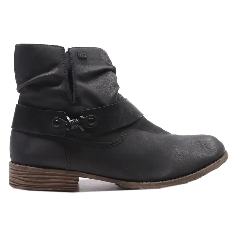 RIEKER Ankle Boots Black Leather Womens UK 9