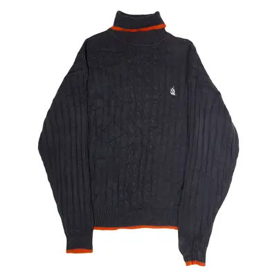NAUTICA Mens Jumper Grey Roll Neck Cable Knit L