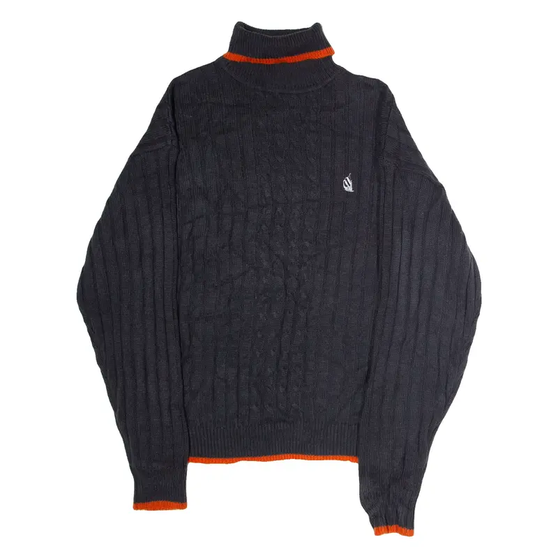 NAUTICA Mens Jumper Grey Roll Neck Cable Knit L