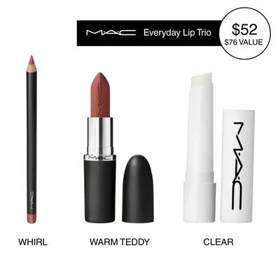 MAC Everyday Lip Trio - Lip Pencil + M·A·Cximal Silky Matte Lipstick + Squirt Plumping Gloss Stick