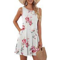AUSELILY Women's Boho Floral Summer Dress Sleeveless Casual Beach Sundress with Pockets 2025 New