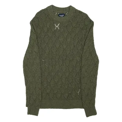 ABERCROMBIE & FITCH Womens Patterned Jumper Green Open Knit S