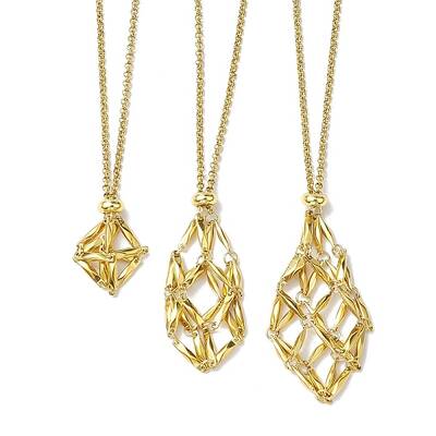 3Pcs 3 Styles 304 Stainless Steel Macrame Pouch Necklace Makings
