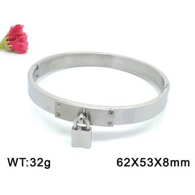 Tarnish Resistant 304 Stainless Steel Lock Charm Bangles