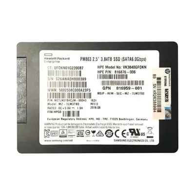 HP 816876-006 | 3.84TB SATA 6Gb/s Hot-Pluggable Read Intensive 2.5-Inch Enterprise Solid State Drive for ProLiant Server and ...