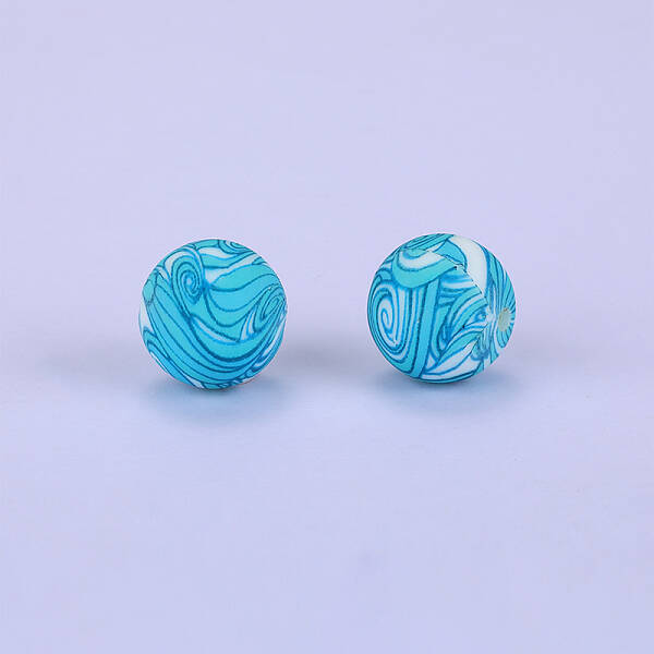 Printed Round Silicone Focal Beads