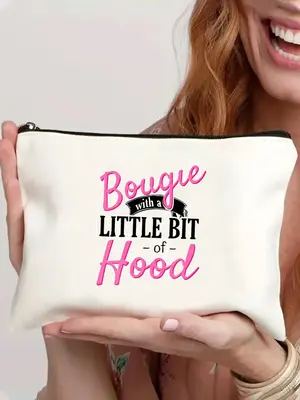 Portable Letter Pattern Makeup Bag, Casual Cosmetic Storage Bag, Zipper Makeup Organizer Pouch, Versatile Storage Bag for Tra...