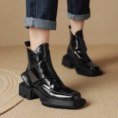 CHIKO Addax Square Toe Block Heels Ankle Boots