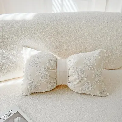 Lace Flower Design Embroidered Throw Pillow Case without Filler, 1 Count Breathable Pillow Cover, Soft Comfortable Pillowcase...