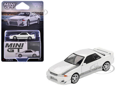 Nissan Skyline GT-R (R32) RHD (Right Hand Drive) Veilside Combat C-I White with Gray Stripes Limited Edition 1/64 Diecast M...