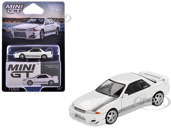 Nissan Skyline GT-R (R32) RHD (Right Hand Drive) Veilside Combat C-I White with Gray Stripes Limited Edition 1/64 Diecast M...