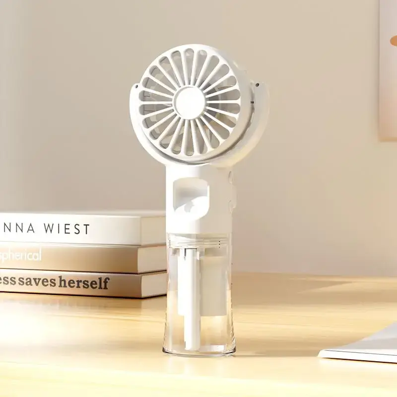 Portable Rotating Mini Fan with Mist Humidifier for Summer Gift, USB Rechargeable Handheld Fan, 2 In 1 Water Mist Fan, Suitab...