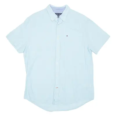 TOMMY HILFIGER Custom Fit Mens Plain Shirt Blue L