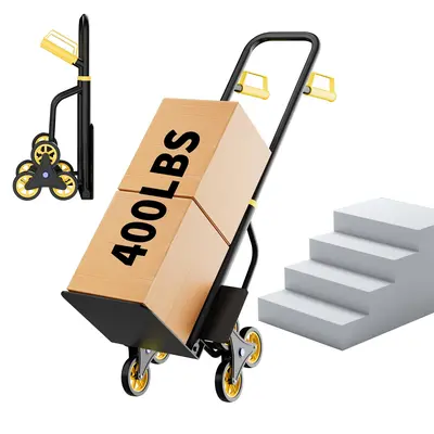 Garvee Heavy Duty Stair Climbing Dolly 440Lbs Capacity 3-Wheel Design Foldable Steel Frame Non-Slip Grip Retractable Handle E...