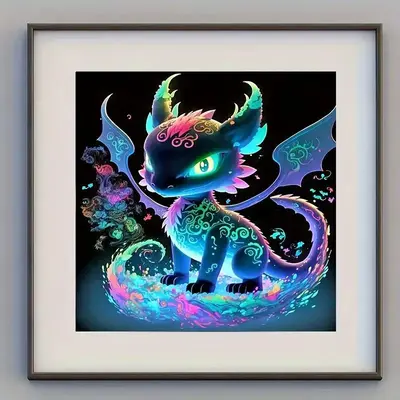 Luminous Dragon Pattern DIY Diamond Arts Colorful Painting Kit Without Frame, Decorative Art Picture For Beginner, Home Dec...