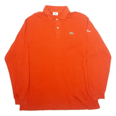 LACOSTE Evian Masters Mens Polo Shirt Orange Long Sleeve L