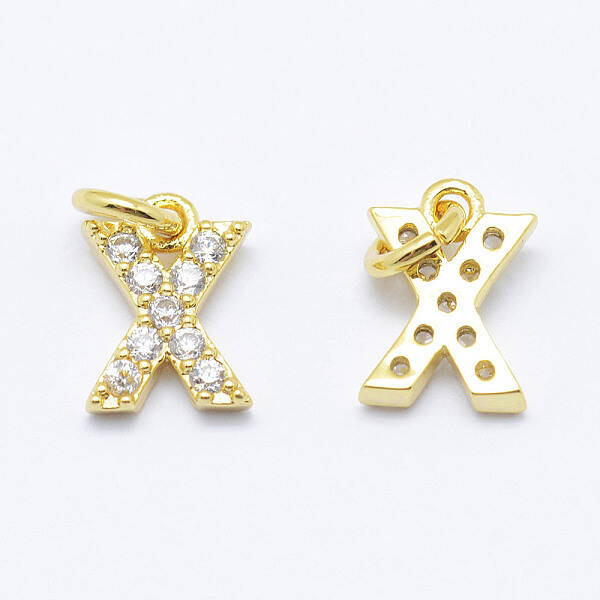 Brass Micro Pave Grade AAA Cubic Zirconia Charms