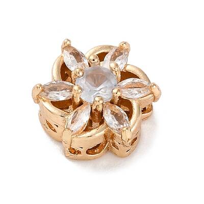 Rack Plating Brass Micro Pave Cubic Zirconia Beads