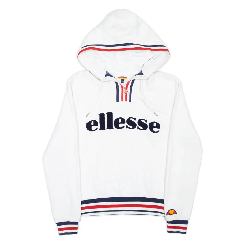 ELLESSE 1/4 Zip Womens White Hoodie UK 10