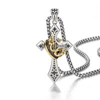 Titanium Steel Crown Cross Necklace Golden/Silver Two-tone Men's and Women's Daily Prayer Jewelry Anniversary Holiday Special...