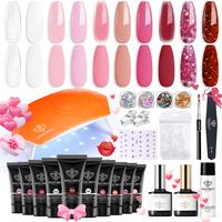 Modelones Poly Nail Extension Gel Kit 10 Colors with 6W Nail Lamp, Nude pink Complete Kit Poly Nail Art Accessories Tools for...