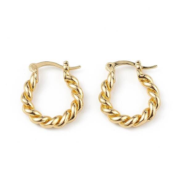 Brass Twist Hoop Earrings for Women