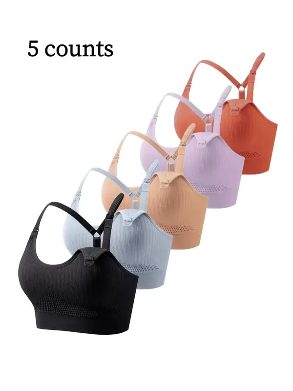 Maternity Solid Color Seamless Nursing Bra, Soft Supportive Detachable Chest Pad Maternity Bra, Maternity Underwear for All S...