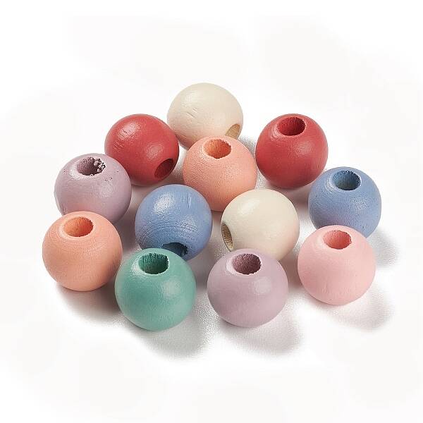 Spray Painted Natural Maple Wood European Beads