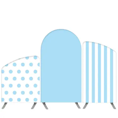 Aperturee Blue And White Stripes Theme Birthday Arch Backdrop Kit | Round Arch Backdrop Cover | Diy Round Arch Backdrop | Chi...