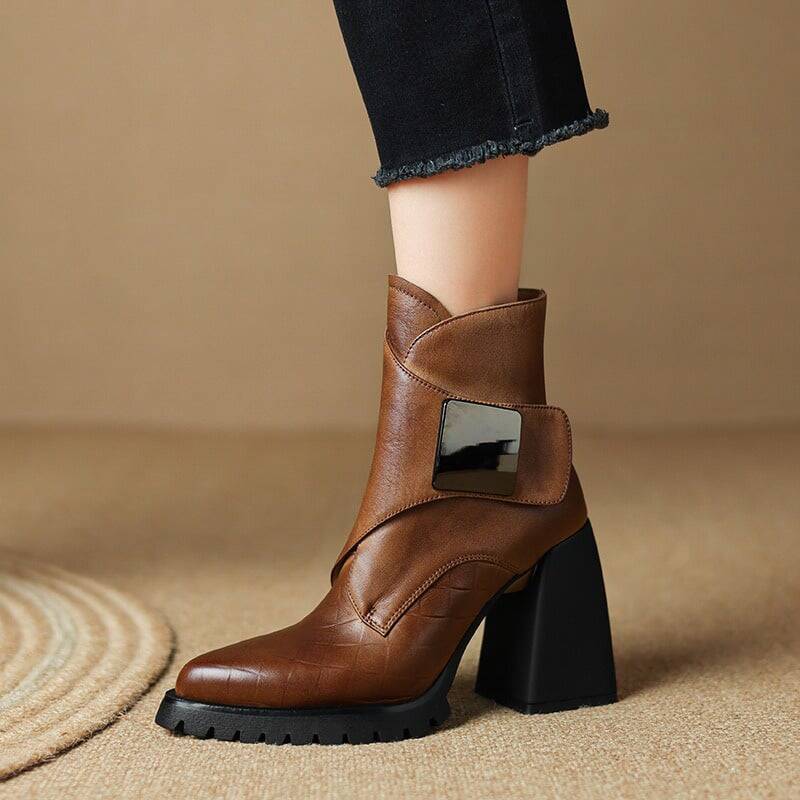 CHIKO Adamaris Pointy Toe Chunky Heels Ankle Boots
